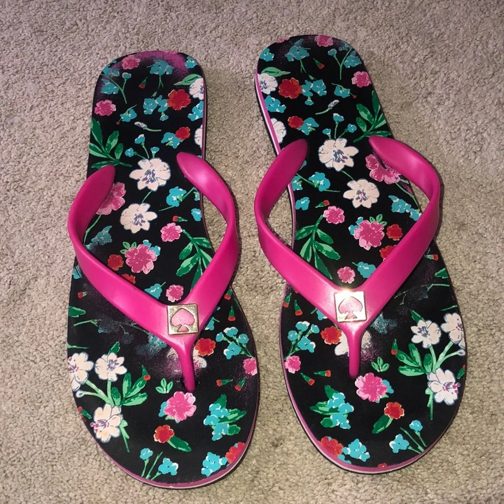 Kate‎ Spade Floral Flip Flops Women’s Size 9 10 •READ